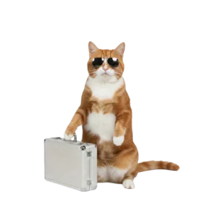 怪しい取引をしそうな茶トラ猫のイラスト